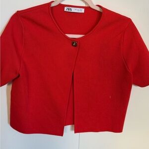 Zara red short sleeve cardigan